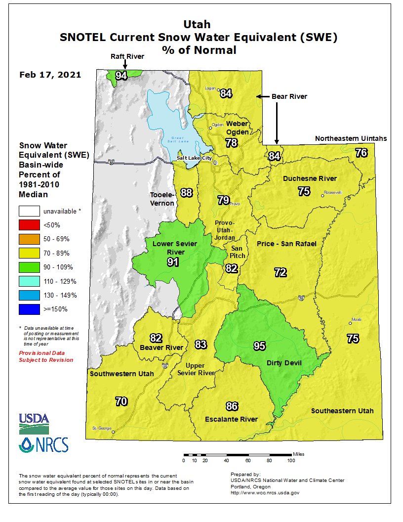 NWSSaltLakeCity's tweet photo. As everyone is digging out across northern Utah this morning, I know a lot of you are wondering, how has this impacted our snowpack?  Here is the map on the 14th compared to the map this morning.  Nice upward trend in most locations! #utwx https://t.co/28gHsC1Bt9