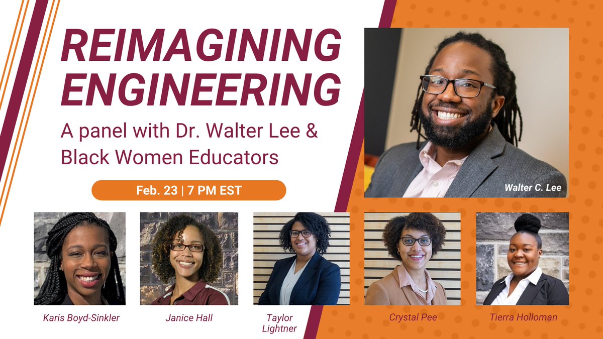 Join <a href="/WalterLeePhD/">Walter Lee, PhD</a> and some of our amazing PhD candidates (<a href="/KarisBoyd/">Karis Boyd-Sinkler, PhD</a>, <a href="/crystalmpee/">Crystal Pee</a>, Janice Hall, Taylor Lightner &amp; Tierra Holloman) in the Reimagining Engineering panel from the Hennebach Program in the Humanities! This zoom mtg is open to all: facebook.com/events/4402592…
