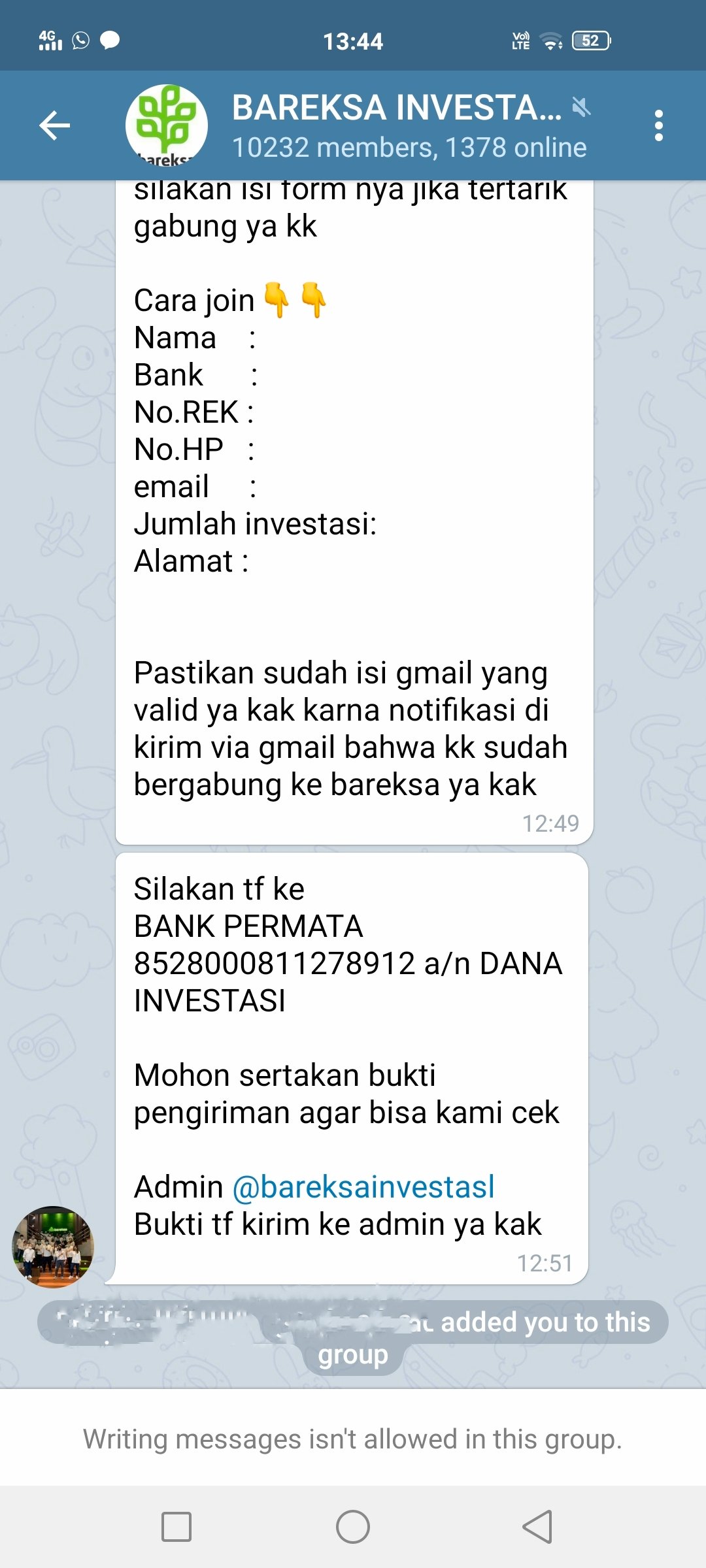 Bibit investasi reksadana telegram