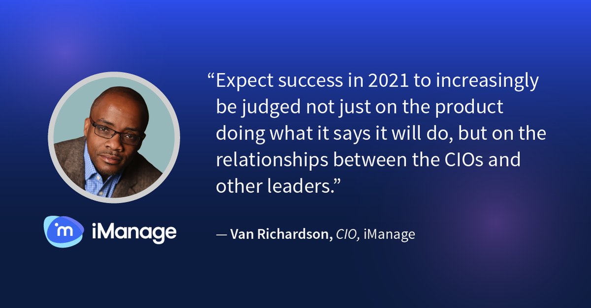 imanageinc's tweet photo. @vandrichardson delves into 2021 tech trends against the latest evolution in the role of IT leaders: https://t.co/0eJeZuQhG0

#iManage #TechTrends #RemoteWorking #ITSecurity #CIO #ITTeam #LegalTech #FSTech #InsureTec https://t.co/Nvhrg7G3hR
