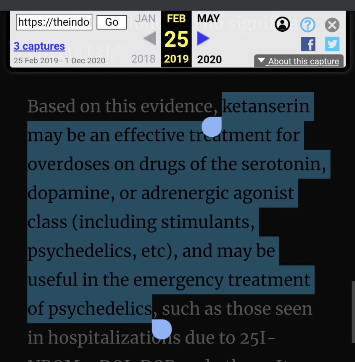 Finally, the idea might be too obvious-to-try to be patentable. Given that Liechti and Vollenweider already showed ketanserin blocks trips from starting, it seems obvious to try it for ending trips. Plus, at least one vendor was selling it for this purpose a few years ago.