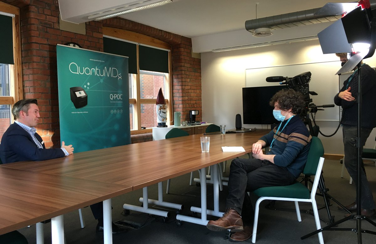 QuantuMDx's tweet photo. "Through networking &amp; collaborative innovation, we're looking to drive this company forward."

Our CEO, Jonathan O'Halloran talking to @second_draft about Q-POC™, #innovation &amp; the benefits of being #NorthEast based. https://t.co/klgF3vWaYd