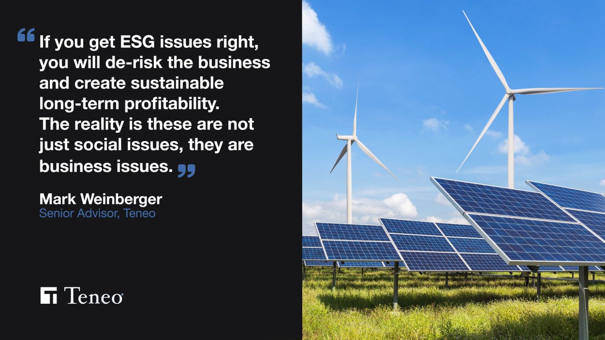 How should companies be thinking about #ESG when it comes to their overall business strategy? Read the full interview from @Mark_Weinberger, Teneo Senior Advisor and former global Chairman & CEO of @EYnews here: https://t.co/2fslLbOkmG https://t.co/Rj0MumPWo9