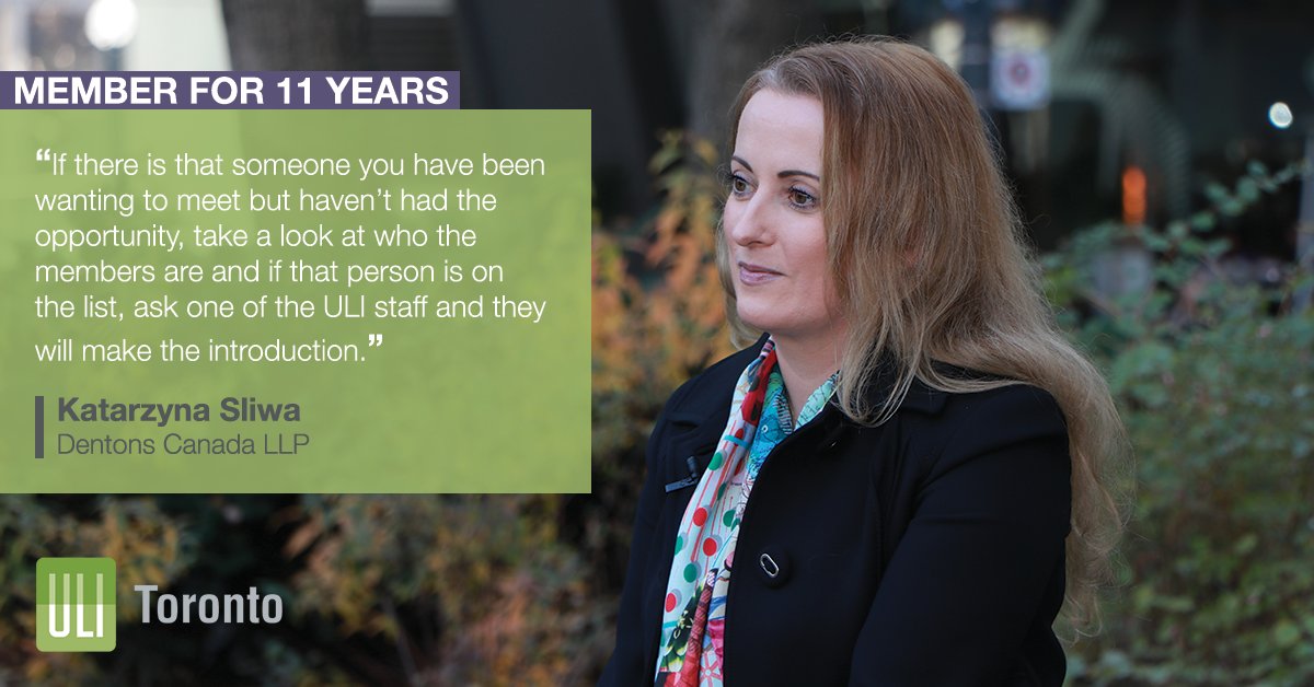 ULIToronto's tweet photo. "If there is that someone you have been wanting to meet but haven't had the opportunity, take a look at who the members are and if that person is on the list, ask one of the ULI staff and they will make the introduction." - Katarzyna Sliwa, @DentonsCanada https://t.co/xqQkKiALj4 https://t.co/qzuo8CRQbV