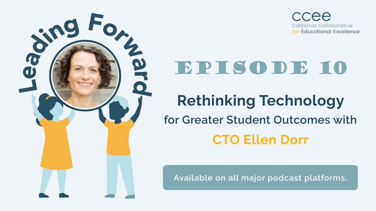 CCEECA's tweet image. NEW EPISODE🚨 In this week&apos;s #LeadingForward podcast, @Renton_Schools CTO, @ellenjdorr, talks about lessons learned during the pandemic, the evolving role of tech in education, &amp;amp; the importance of focusing on learning outcomes before tools/platforms. anchor.fm/leadingforward