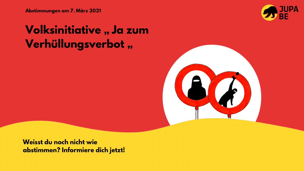JupaKtBE's tweet photo. Am Sonntag, am 7. März 2021, können wir über drei Themen abstimmen.

Bei der erste Abstimmung handelt es sich um die Volksinitiative „Ja zum Verhüllungsverbot“

Informiere dich jetzt auch anderswo und stimme ab.

Deine Stimme zählt! Geh abstimmen! https://t.co/BHDapMVCkz