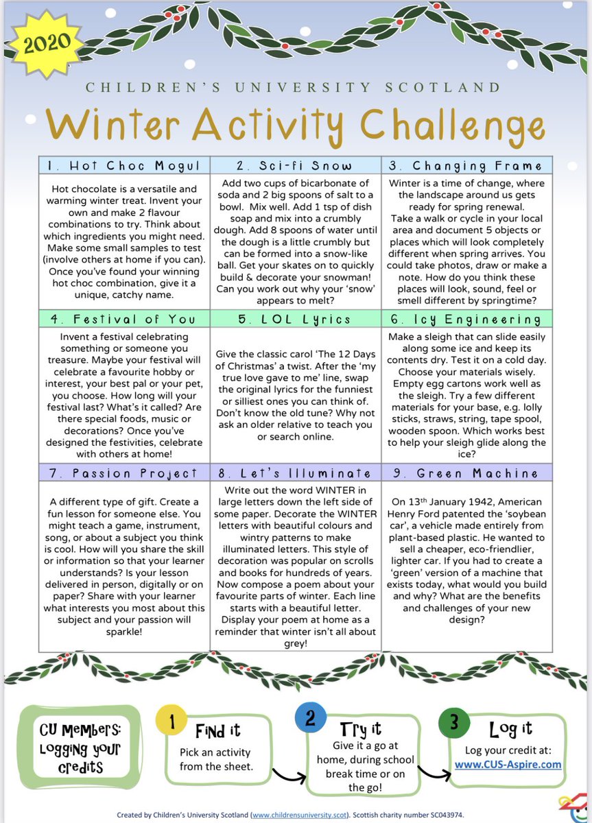 CU_Boness's tweet photo. Here are some suggested activities and challenges to get you started 🙂 scan the QR code to access a video to help you learn how to log credits. All of this information can also be found in your class Team! https://t.co/mTWNW3KgEb