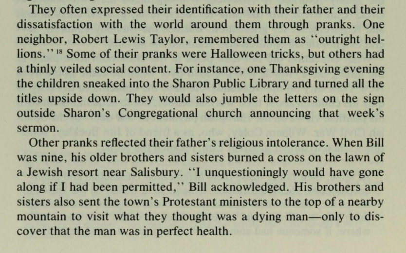7. This family has a long history of violence. In 1930s Buckley kids burned cross in front of Jewish resort (WFB cried because he was too young to go). In 1970s Pat Bozell tried to slap feminist (WFB defended Pat). WFB famously threatened to punch Gore Vidal.