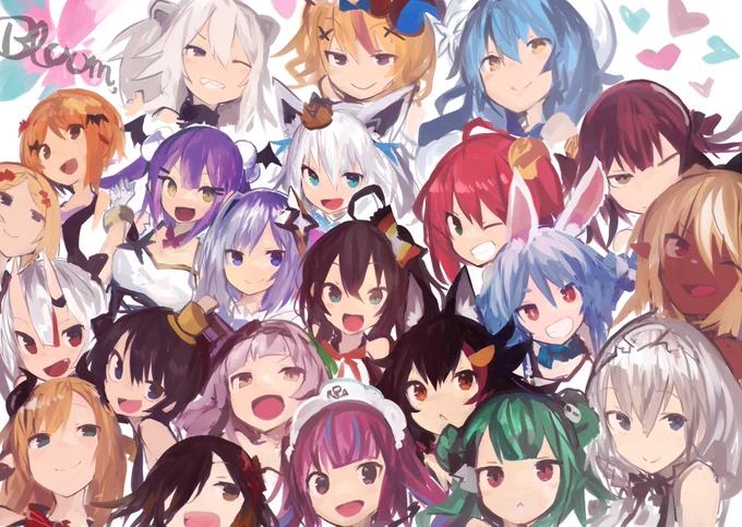 #花咲くホロライブ 
よかった、これで明日も仕事頑張れます。bloomホロメンらくがき 