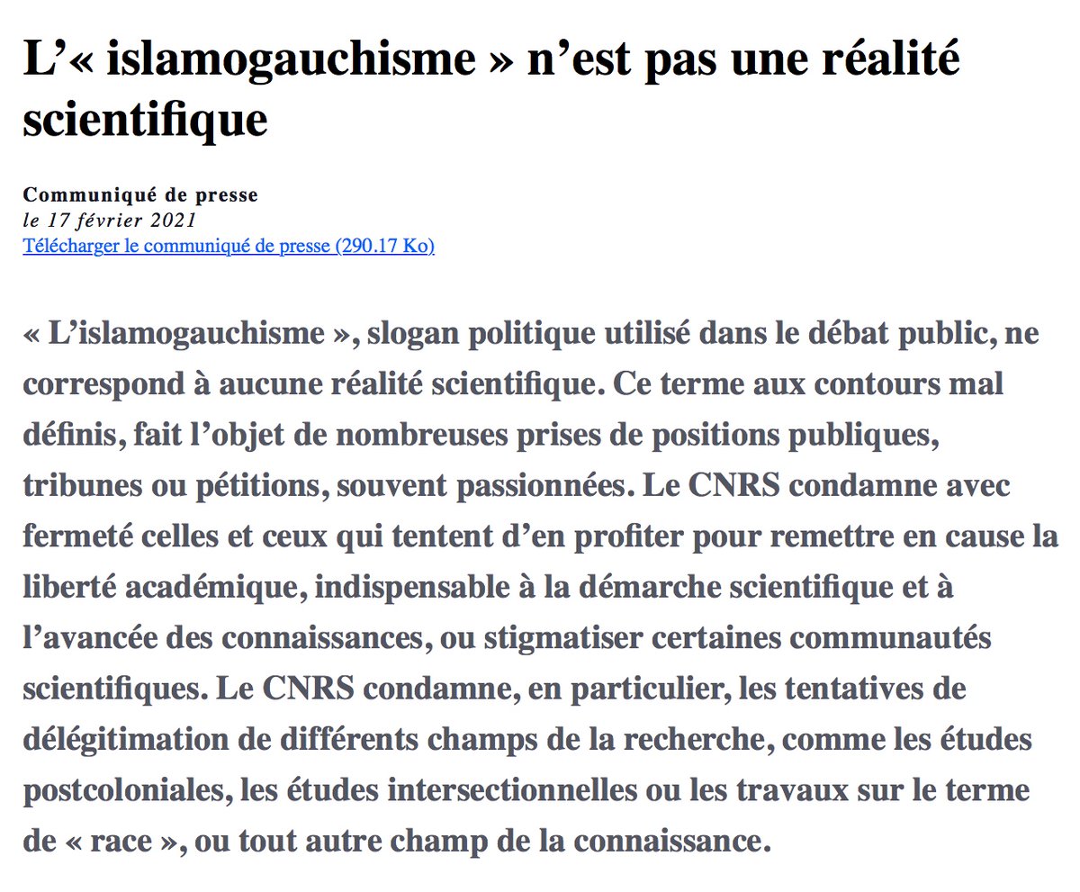 Une belle prise de position de la part du <a href="/CNRS/">CNRS 🌍</a>.