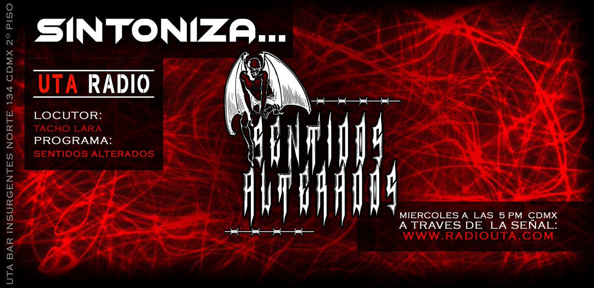 ZonebsRadio's tweet photo. #Tacho conduce #SentidosAlterados a las 5pm en #PowerMieroles de #UTARadio https://t.co/bruG5mgrAS