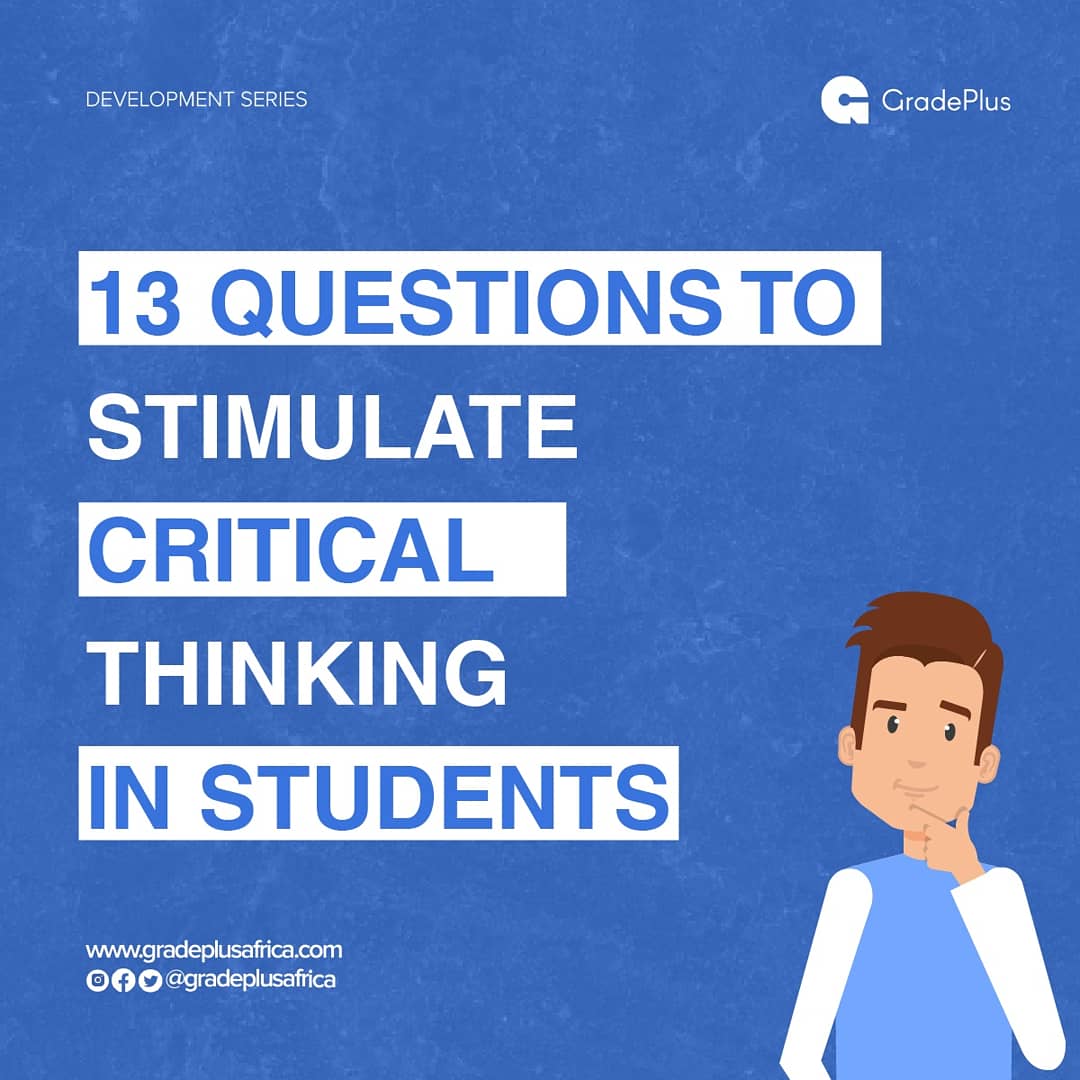 gradeplusafrica's tweet photo. 13 QUESTIONS TO STIMULATE CRITICAL THINKING IN STUDENTS

If our goal is to become critical thinkers, we will need to ask questions. We've selected 13 questions that would be useful in helping you grow your ability to think critically. Read more: https://t.co/fpPVU6mv8N
#thinking https://t.co/0To8la5fUy
