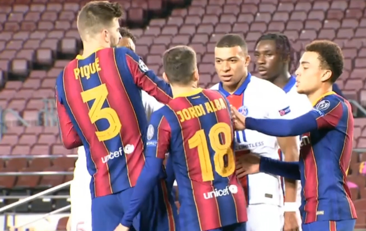 برشلونه ضد باريس سان جيرمان.. مبابي يهدد جوردي ألبا بالقتل!