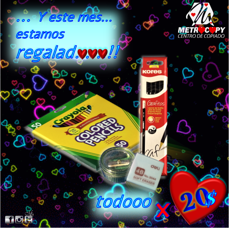 MetrocopyRedes's tweet photo. ¡BUENOS TARDES, VENEZUELA!
Seguimos en el mes del amor y te traemos esta promoción por tan solo 20$, no lo dejes pasar. 
Síguenos en Twitter e Instagram
#caracas
#Venezuela
#Estamosentodo
#Metrocopy
@MetrocopyRedes https://t.co/2gSO47eH3c