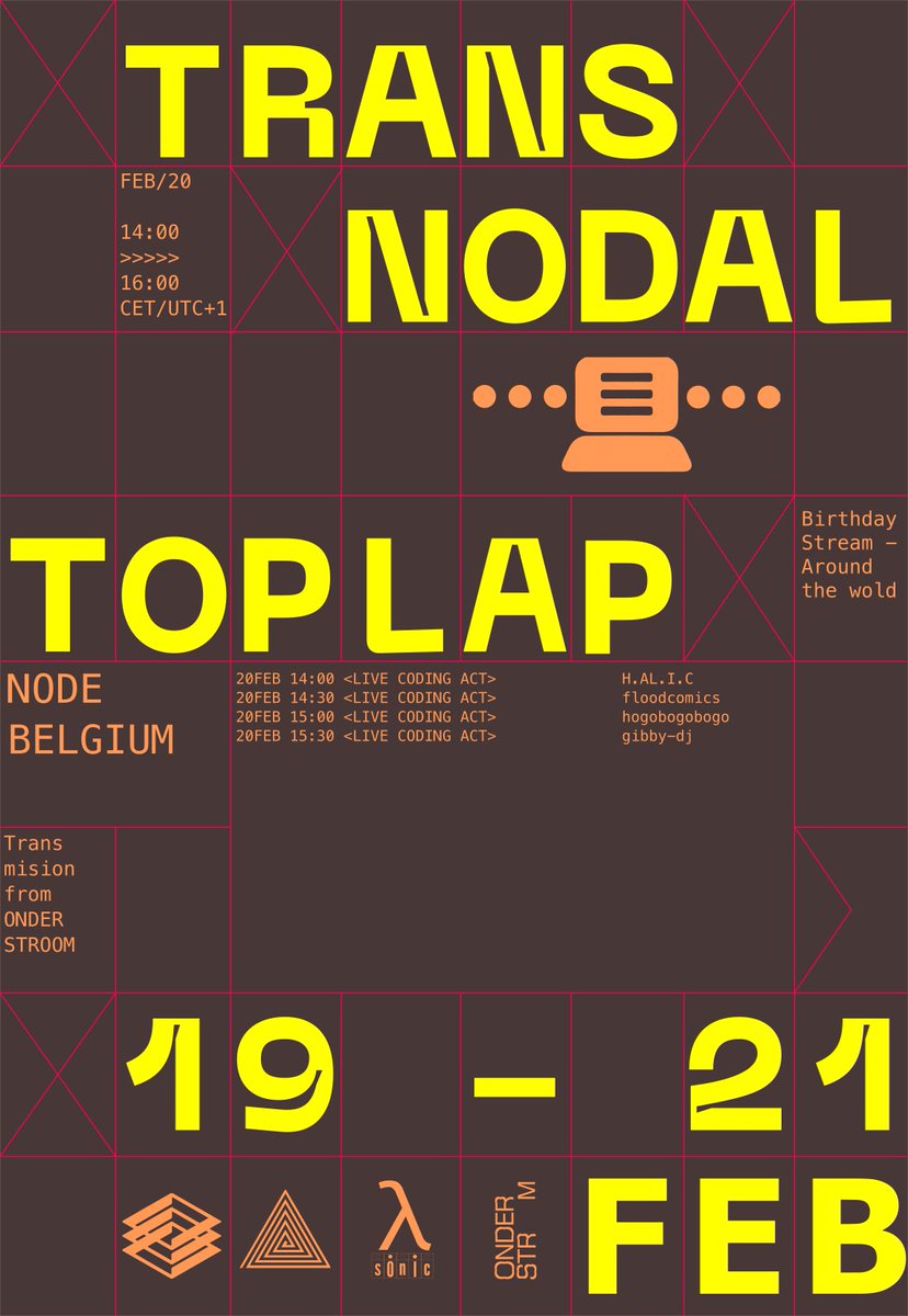 lambda_sonic's tweet image. We're playing at the global #transnodal @toplaporg event with the Belgian crew including H.AL.I.C.(@Sondervan1 & @kaosbeat) @floodcomics #hogobogobogo and #gibby-dj see you this saturday! transnodal.toplap.org