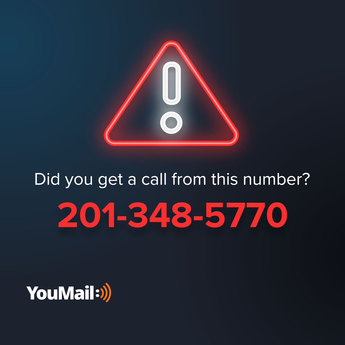 youmail's tweet image. Got a call from 201-348-5770? Meet the #1 School Distric scam caller last month according to our robocall volume list. Learn more about how to protect yourself at directory.youmail.com