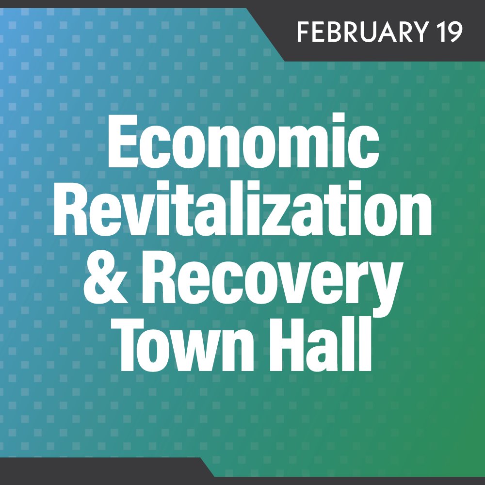 Join us at noon Friday, Feb. 19 for a virtual Economic Revitalization and Recovery Town Hall. Got business questions you want to see addressed at this meeting? Email your questions to BizPortal@MontgomeryCountyMD.gov.
For more info: buff.ly/3qtOBcT.