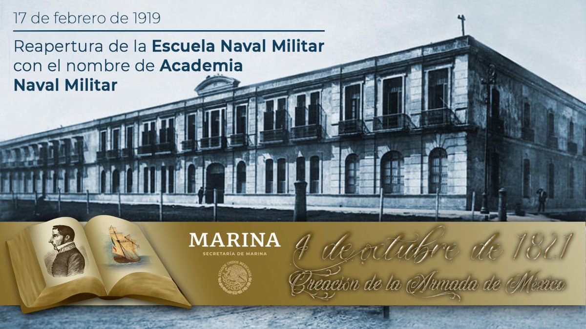 #UnDíaComoHoy pero de 1919 se lleva a cabo la reapertura de la Escuela Naval Militar con el nombre de Academia Naval Militar.

#ParaServirAMéxico