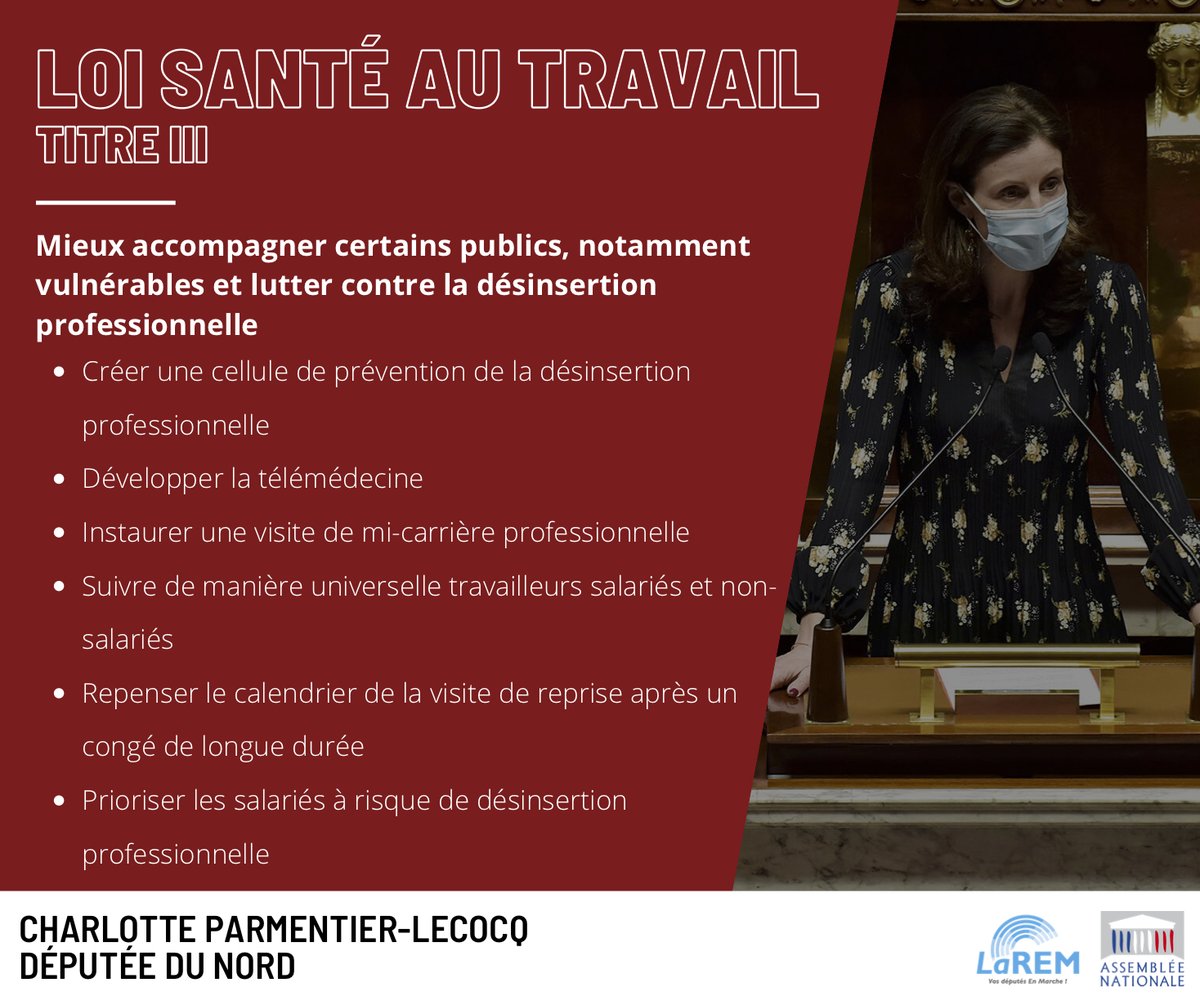 lecocqcharlotte's tweet image. ✅Titre III de notre #LoiSantéAuTravail adopté !

👉 Car nous voulons lutter contre la désinsertion professionnelle et accompagner tous les travailleurs quel que soit leur statut professionnel !