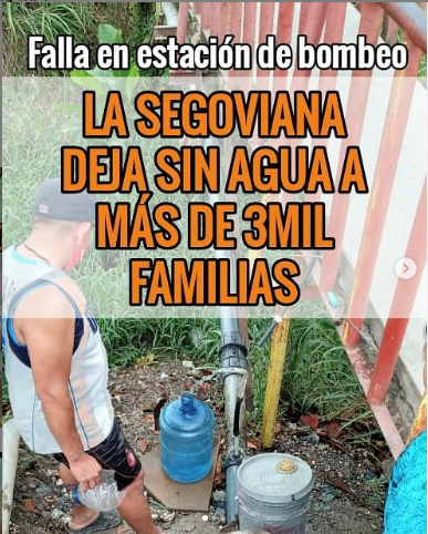 3000_junior's tweet photo. #17Feb MÁS DE 3.000 FAMILIAS AFECTADAS POR FALLA EN ESTACIÓN DE BOMBEO LA SEGOVIANA
Desde hace 3 semanas se encuentran sin agua comunidades al noreste de #Barquisimeto, afectadas por falla en el motor bomba La Segoviana, estación 62 que surte del agua potable https://t.co/udA7mKfeZJ