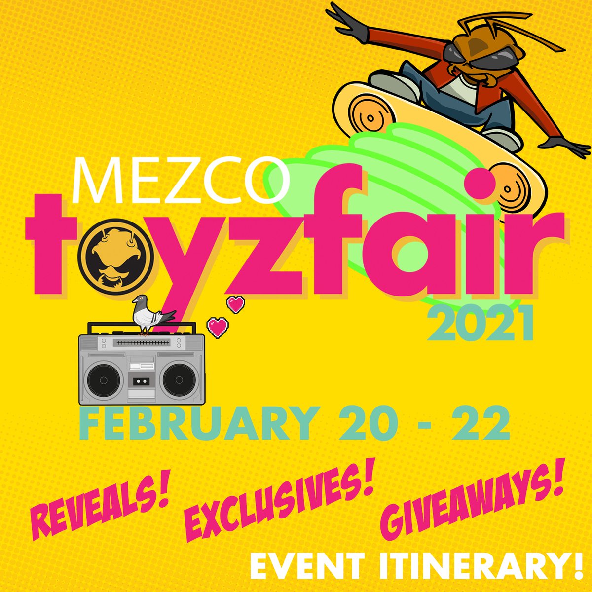mezcotoyz's tweet photo. All aboard the hype train! 🚂 #MezcoToyzFair is a few days away - check out our itinerary for everything we've got goin' on! https://t.co/rxaEqbwPQ8 💥 https://t.co/ZgFUZMU3gH