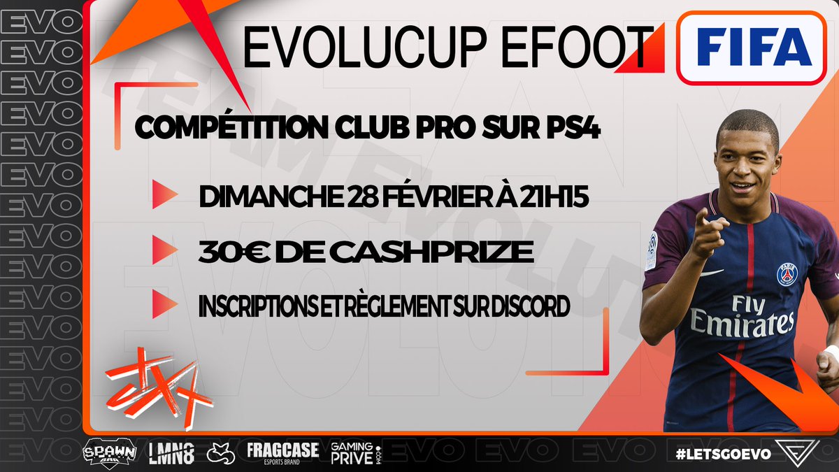 🏆 ~ #EvoluCupChampions

 ➡️ #Tournoi 11vs11 <a href="/ClubPro_FR/">Clubs +</a> avec 30€ de cashprize, inscription gratuite ! 

Tentez de vous qualifier ce vendredi soir pour cet événement ! 🤑

discord.gg/KR22hqx

RT &amp; FAV appréciés, #FIFA21 #ClubPro 
cc <a href="/TeamEvolutionE2/">TEAM EVOLUTION E-SPORT OFC</a>