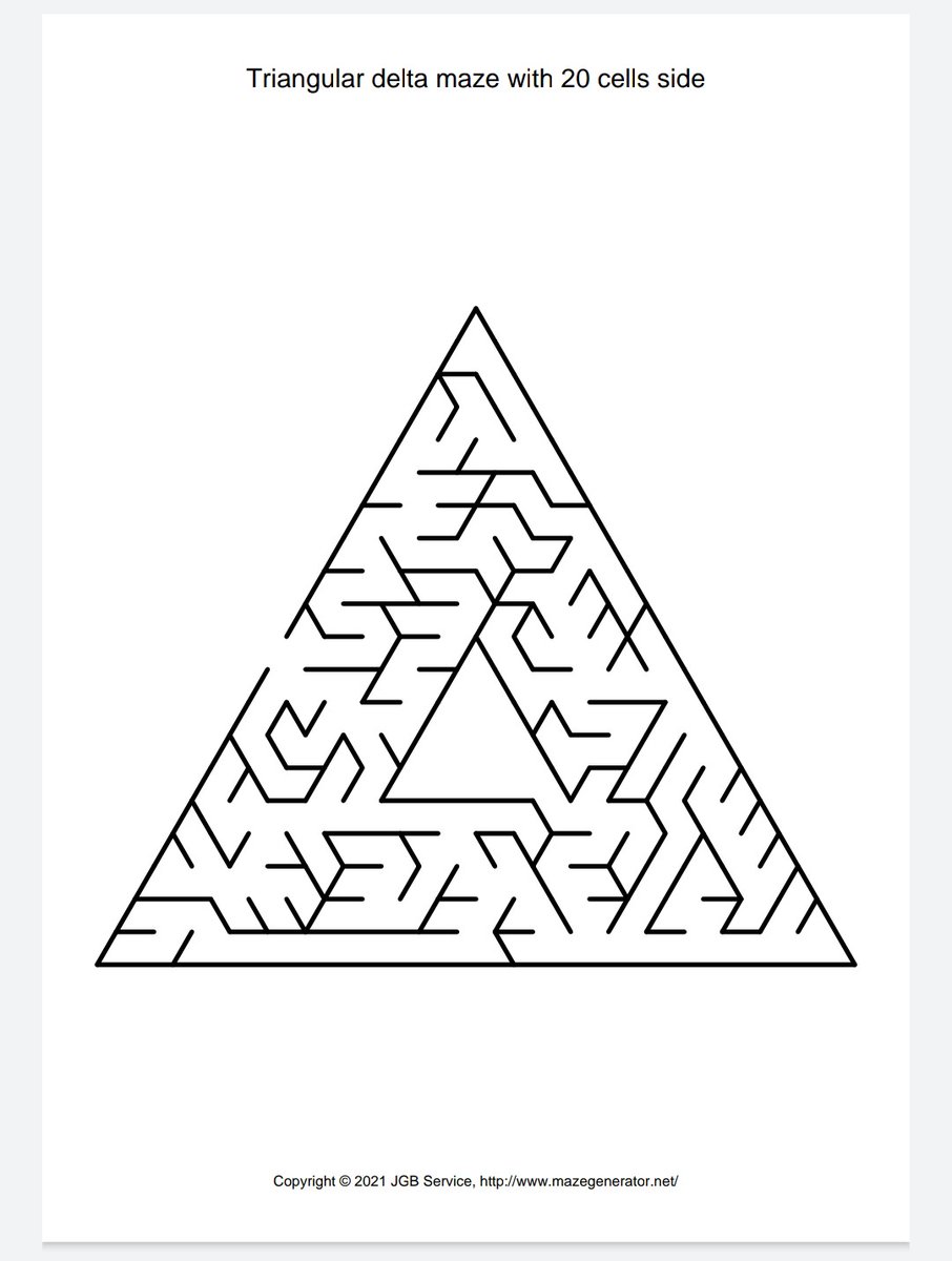 Amalia36834215's tweet photo. He descubierto este generador para hacer laberintos con distintas formas: circular, triangular, hexagonal... Con un clic lo tendrás descargado en PDF ¡Y además con las soluciones!
#Gamificación 
Enlace: https://t.co/7vZEsRVNus https://t.co/b6oggN8ZBu