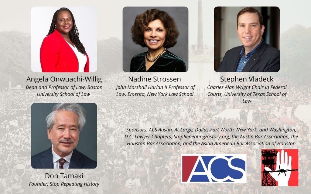 ACSLawAustin's tweet photo. NEXT WEEK: Please join us for a viewing of HBO film "Soul of America" based on Jon Meacham’s book and panel with @aonwuachi , Nadine Strossen, Don Tamaki and @steve_vladeck on lawyers' ethical duty to preserve the rule of law. Register: https://t.co/ookqZofSGH. https://t.co/c9mJlBkNjT