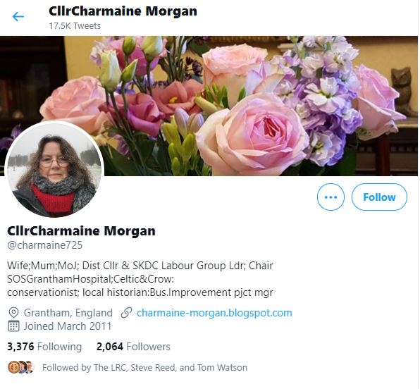 Ok. Let's go. First up Lab councillor  @charmaine725 follows a Jew hate account. (not the 1st either for her). Far from it.