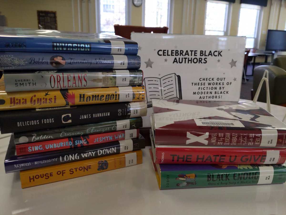 ❄️❄️❄️ Don't despair about another snowy forecast! Stop by the library this afternoon by 3:30 to grab a great snow-day read (or 2) from our Celebrating Black Authors display!