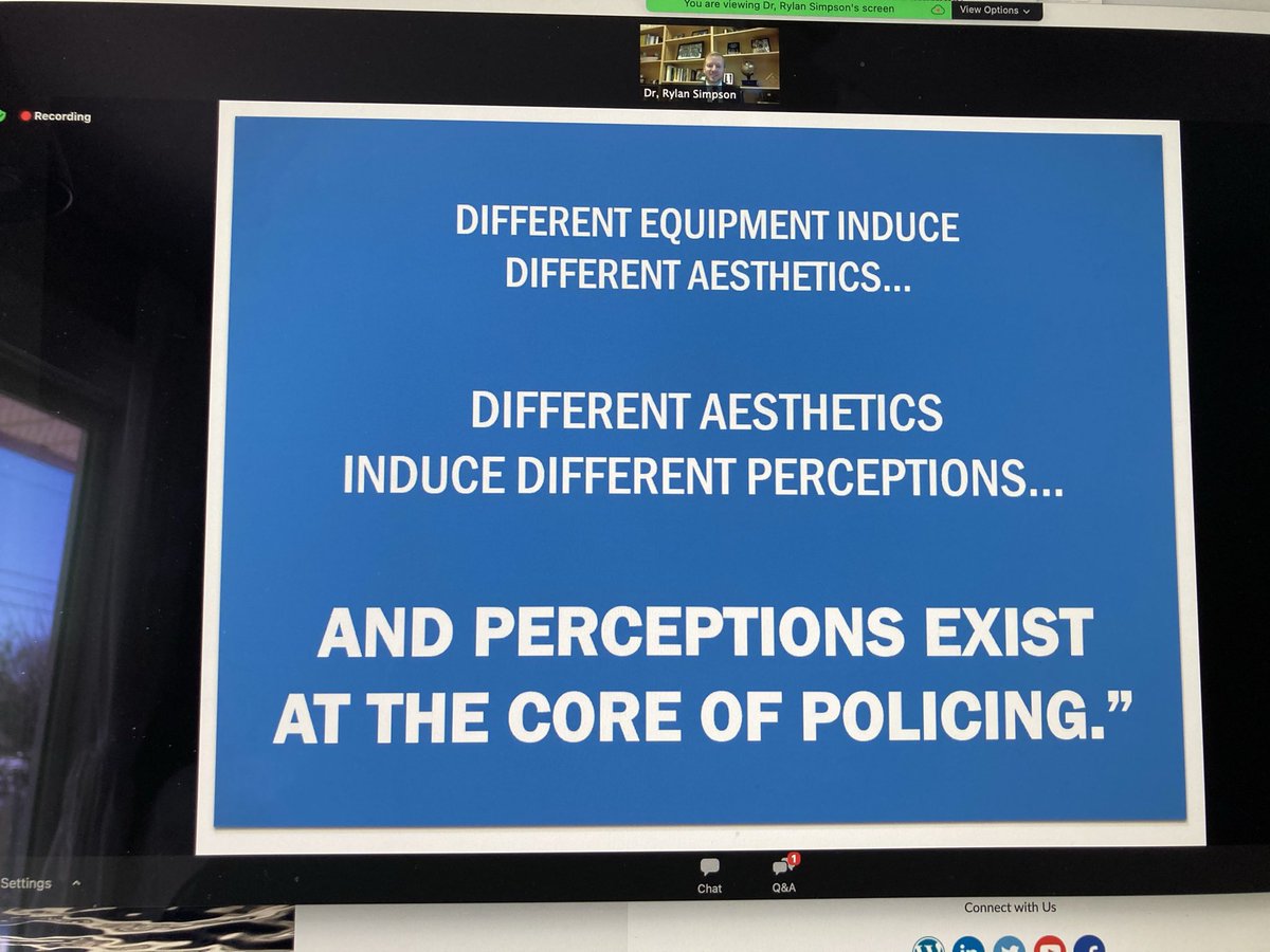 JillMSkinner's tweet photo. @PolicingWorks GR8 presentation perception is their reality. If seeking legitimacy over authority one might want to reassess their uniform , vehicle marking decisions. Of course managers always have to balance #OfficerSafety w #CommunityPerceptions @OACPOfficial #EBPMoveYou https://t.co/cPEhwE4V1c