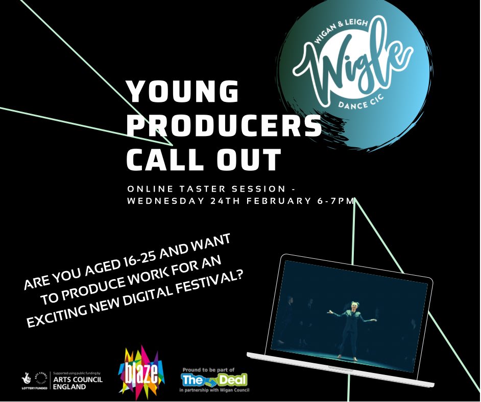 WigLeDance's tweet photo. We are recruiting a team of young producers and young directors to help us shape and create the #wiganboroughdancefest online! Know a creative young person who might be interested? Please share or email dancefest@wigledance.co.uk for more information! @Blazearts @WiganCouncil https://t.co/17rMaDfv7r