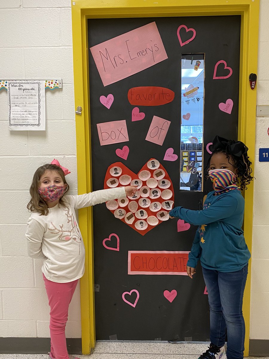 ArrowheadES's tweet photo. These @ArrowheadES 1st graders were excited to find themselves in Mrs. Emery’s favorite box of chocolates! #ValentineFun https://t.co/N48YWUJwps