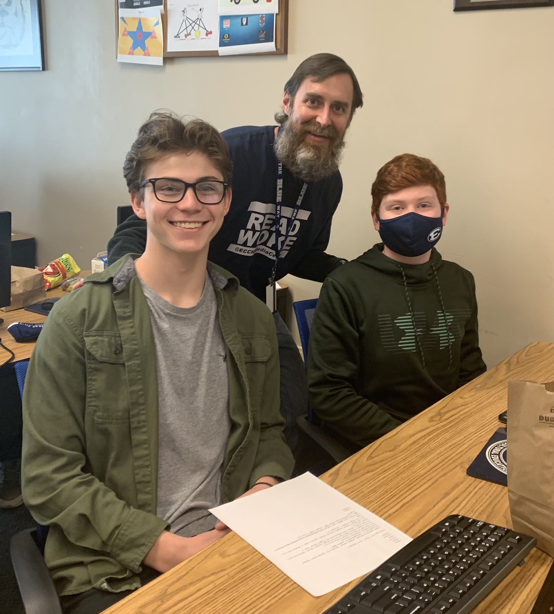 KimFullerEC's tweet photo. Another neat community partnership underway in Mr. Nat McCarty’s classroom as Nicholas Smith and Brody Howell are designing a logo for an EMH’s Wellness Center activity as part of their Digital Design class. #RealWorldActivities #CTAEProud @ECCHS_GA #OurKidsAreAwesone 💙🤘 https://t.co/k8zoh2Xgjt
