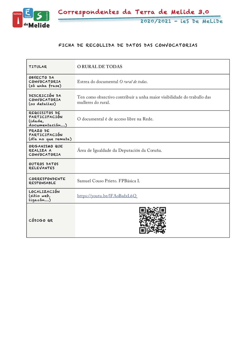 #correspondentesTerraDeMelide Estrea do documental "O rural de todas"