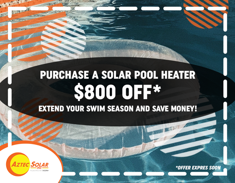 aztecsolar's tweet image. Dreaming about jumping in your pool soon? We can get you to that summer feeling sooner! Take advantage of this offer before it slips away! 🌴 💦 bit.ly/AS_SolarPoolHe… #solarpool #solarpoolheating #aztecsolar