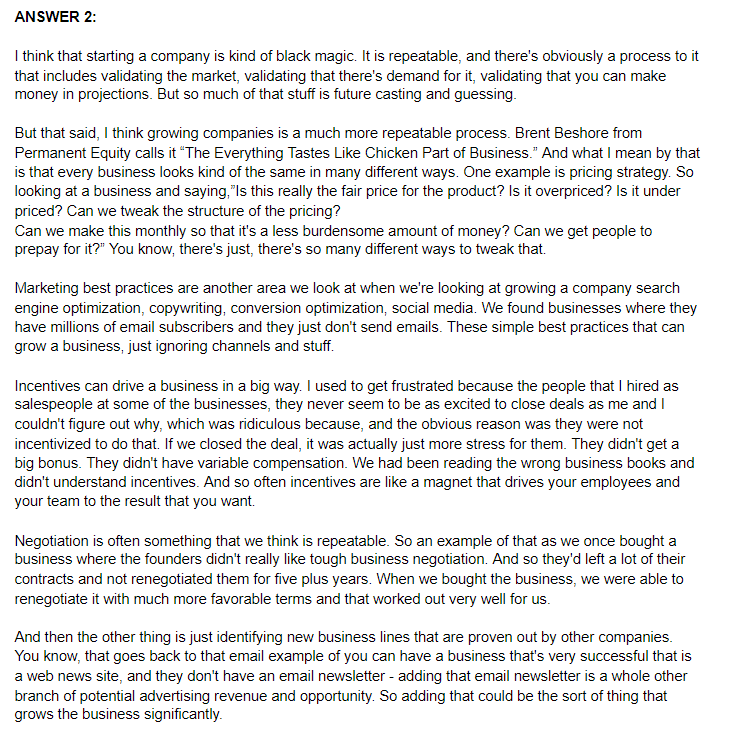 Question 2: Do you think company building is a repeatable process? What percentage of it can you automate by technology or process?