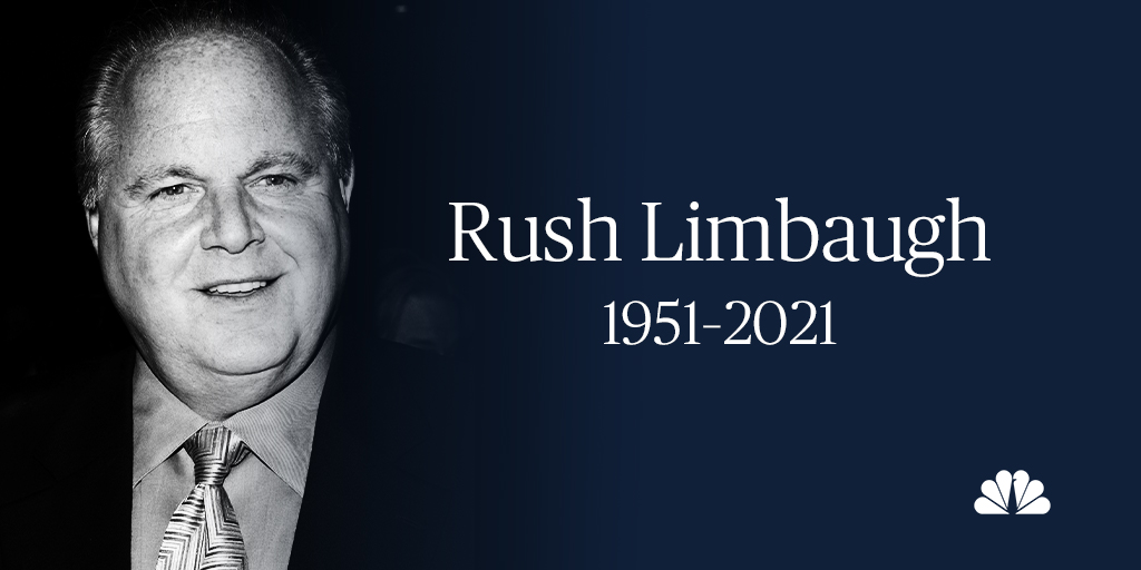 NBCNews's tweet photo. BREAKING: Rush Limbaugh has died at age 70. https://t.co/LRyoh5LXlh https://t.co/JQcdCqGvnr