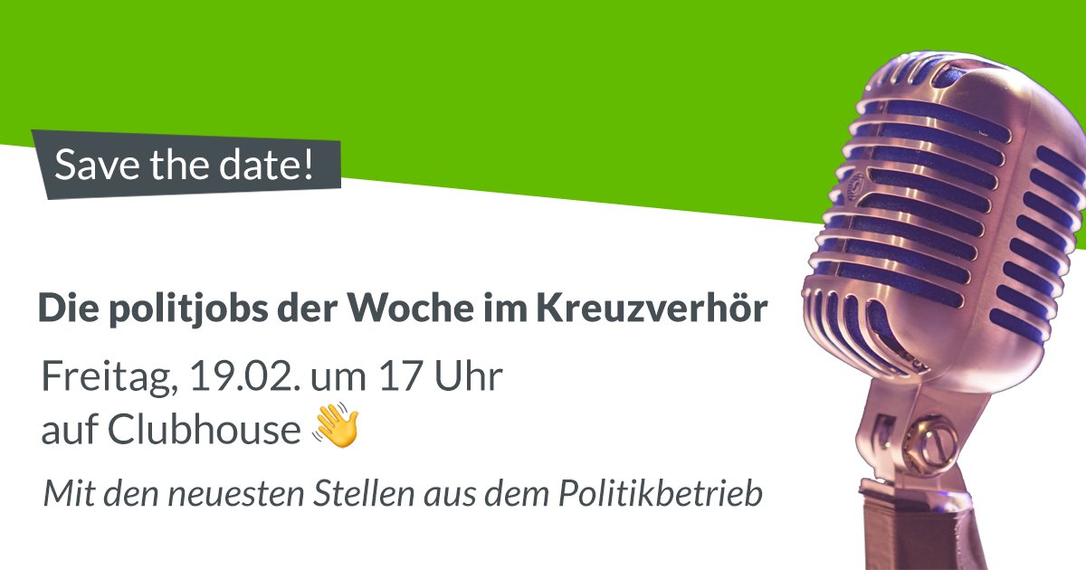 Diesen Freitag um 17 Uhr treffen wir uns mit <a href="/seebohm/">Sergius Seebohm</a>, <a href="/DENEFFeV/">DENEFF e.V.</a>, <a href="/WSDOsten/">Wir sind der Osten #wirsindderosten</a> &amp; <a href="/50Hertzcom/">50Hertz</a> auf #Clubhouse und stellen Fragen zu ihren aktuellen #Stellenausschreibungen (und versuchen, ihnen exklusive Bewerbungstipps für Euch zu entlocken 😉). #savethedate joinclubhouse.com/event/xLroDkJV