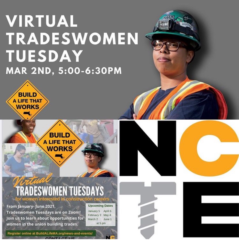 BuildALifeMA's tweet photo. We hope to see you Tuesday, March 2nd, 5-6:30pm via zoom to learn about how you can obtain a career in the MA union building trades, hear from tradeswomen, and get info on opportunities!

Register here:
https://t.co/6Hk69I4oqv https://t.co/xafRd8inlz