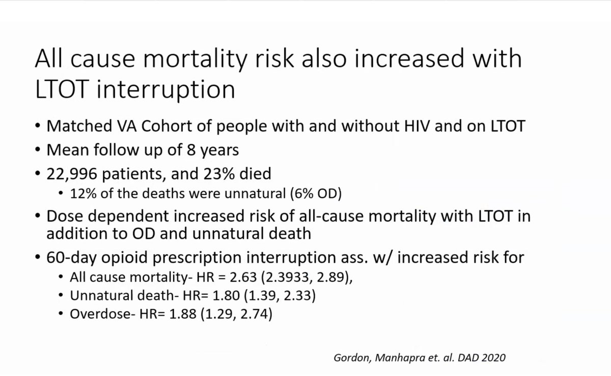 13/Also all cause mortality was elevated after long term opioid therapy interruption in a VA HIV cohort (VACS). Note Dr. Manhapra (like me) is pointing out a fact pattern and NOT arguing every death is Cause and Effect. Humility is called for