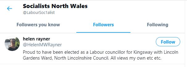 Over in Lincolnshire it turns out that  @UKLabour Cllr Helen Rayner  @HelenMWRayner follows a Jew hating account.Ask her why perhaps?