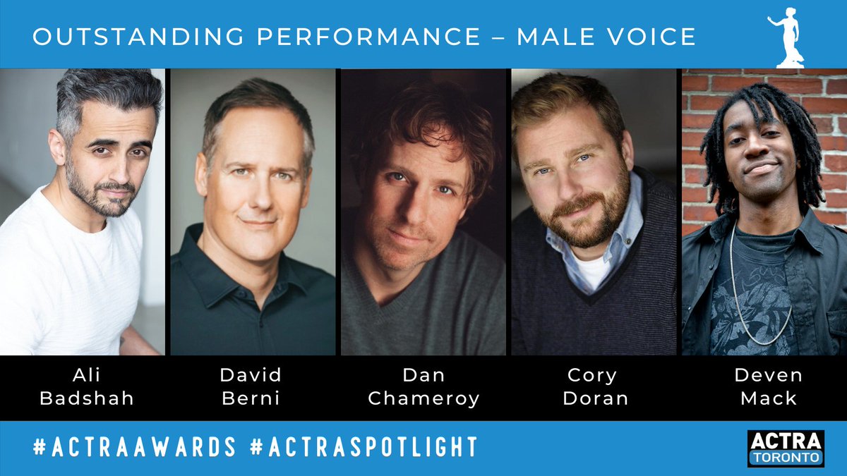 Who's getting excited for the #ACTRAAwards? Today let's shine our #ACTRAspotlight and meet our talented nominees for Outstanding Performance - Male Voice! Join us on our YouTube channel on Sun. Feb. 21st at 8pm to watch! More info on the Awards: actratoronto.com/actra-awards-i…