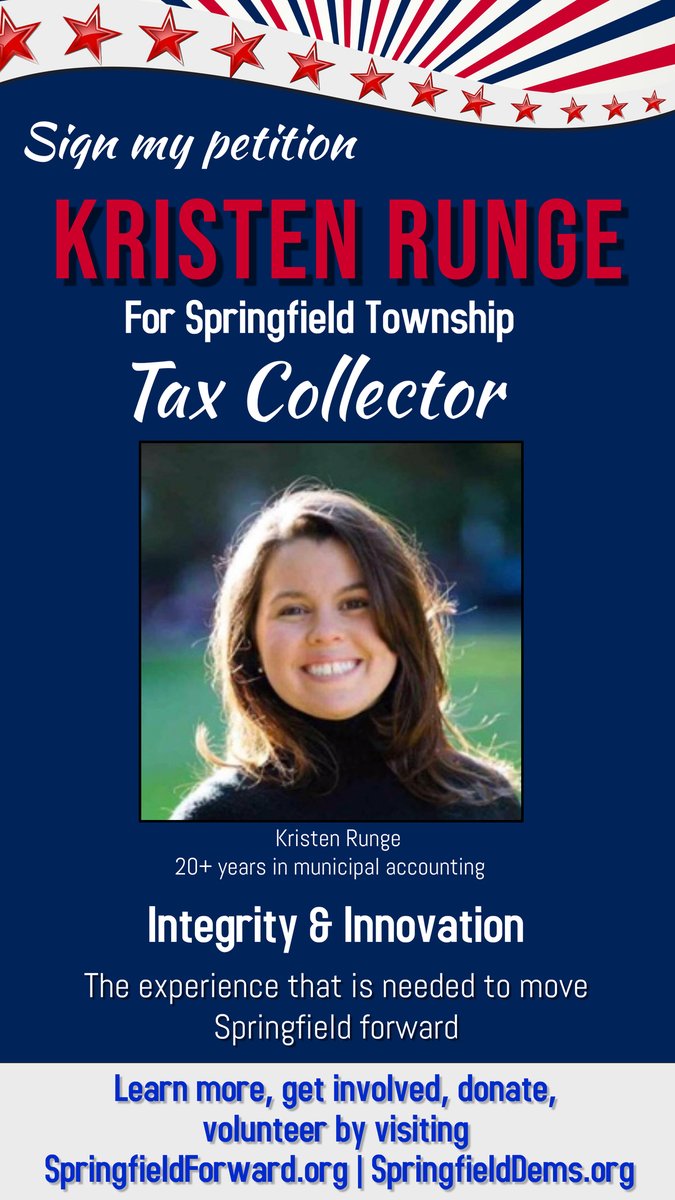 SpringforWardPA's tweet image. Springfield Forward is excited to announce its slate for the 2021 Election.
Be on the lookout for Kristen Runge, Chris Nielsen, Bonny Hodges, and Terrence Casey as they petition their neighbors for signatures to be on the ballot for the Primary this May.