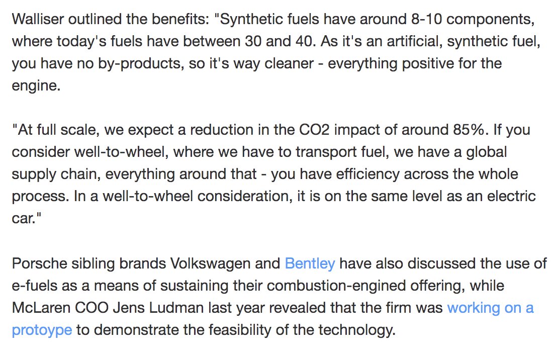 harrym_vids's tweet image. Fascinating update on synthetic fuels from 992 GT3 launch event yesterday. Trials are going on throughout VW Group and at McLaren. No engine mods needed, so classics could use them too
Porsche to begin producing synthetic fuels in 2022 autocar.co.uk/car-news/indus… via @autocar