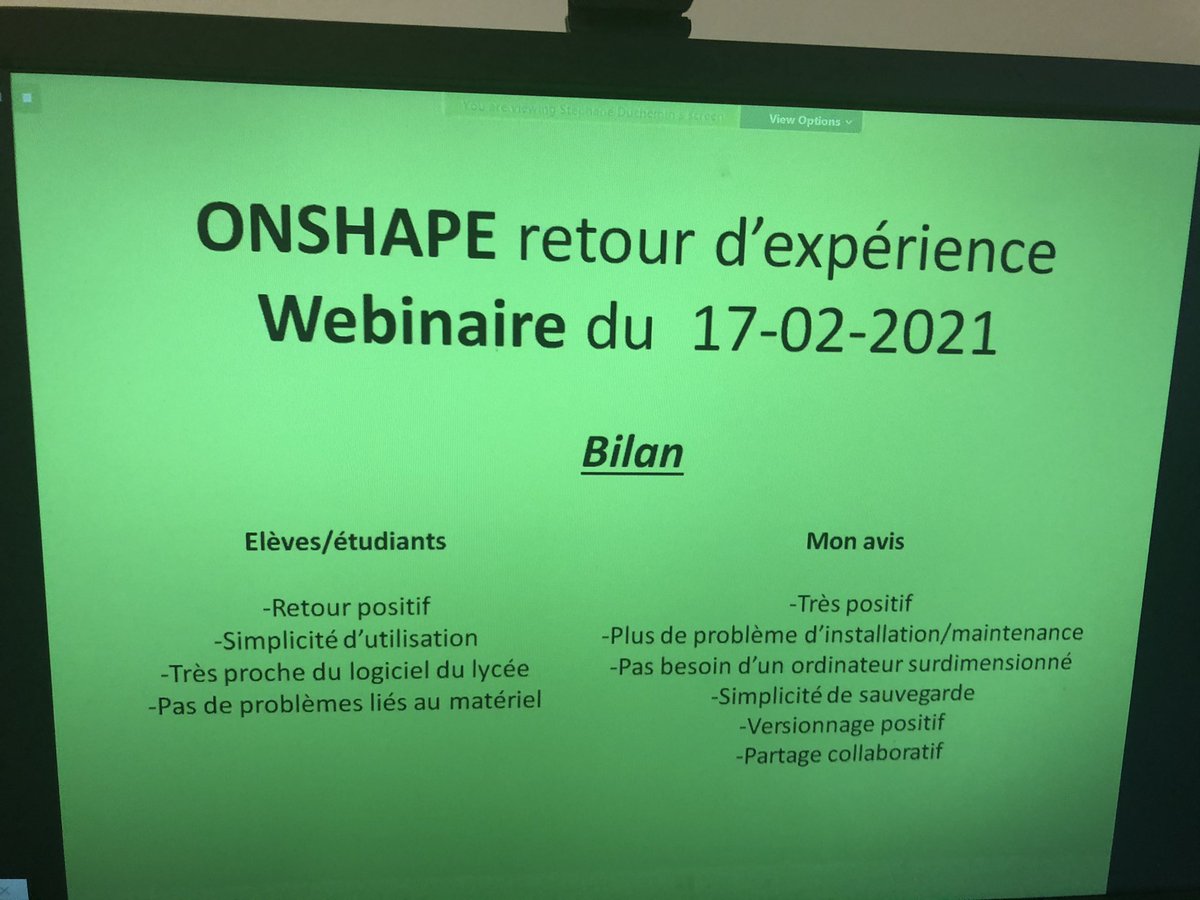 EberlBernhard's tweet photo. We have just hosted our second @Onshape Webinar for the #French academic commumity and had 50 attendees. If you want to get access to the recording or find out more about @Onshape, reach out to my team member @KirianLavoisard. @PTC_France @education_gouv @STEM_Europe #3d #Cao https://t.co/5Y14jOBcQQ