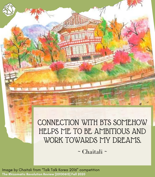 “I created this art to participate in a competition in 2016 just because the prizes included BTS signed merchandise and albums. With the hope to at least win runner-up, I participated. However, I had hard luck and I never won a prize. Hehehehe ( sad..sad..)” 