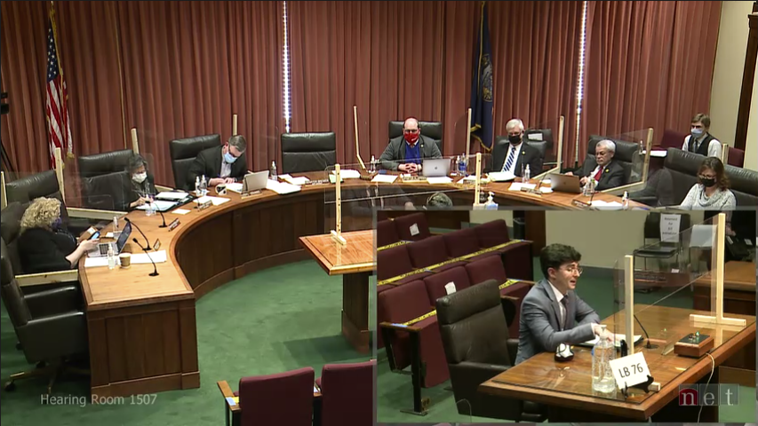 CivicNE's tweet photo. At #neleg: @WestinMiller, our director of public policy, testifies on #LB76, a proposal to change Nebraska's allocation of Electoral College votes to winner-take-all. https://t.co/p1KA9933YO
