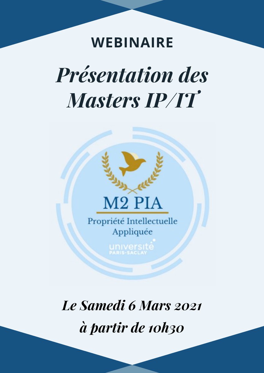 M2PIA_UPSUD's tweet photo. N’oubliez pas la présentation de la formation PIA par notre directrice @JulieGroffe le 6 mars prochain sur le lien suivant, venez nombreux 🤩 : https://t.co/K5lGLDSCbL https://t.co/ReRbOLuUet