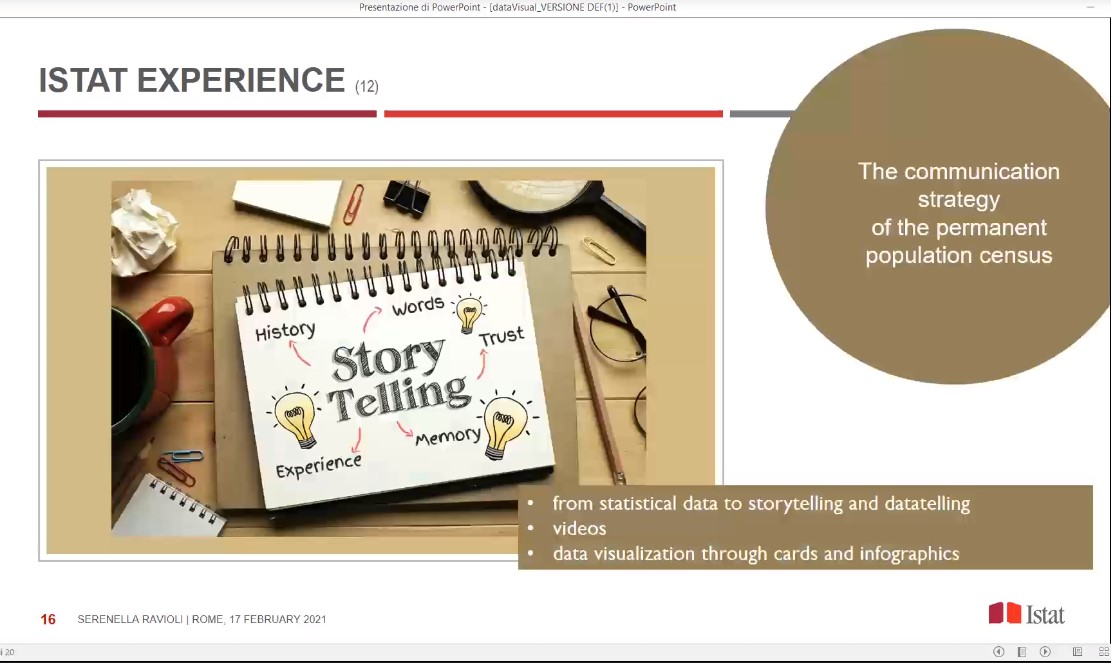 istat_it's tweet photo. #SerenellaRavioli, #istat Communication Director 'From statistical data to #storytelling and #datatelling: data visualization and infographics for the communication strategy of #PermanentPopulationCensus' @Road2Bern https://t.co/hoUK4PTdU0